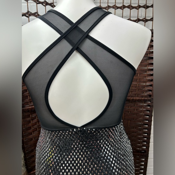Sparkly Black Sequin Sheer Mesh Dress - Picture 5 of 6